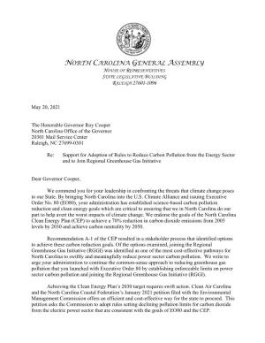 Letter of Support from 39 NC Representatives