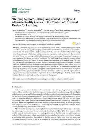 Using Augmented Reality and Alternate Reality Games in the Context of Universal Design for Learning