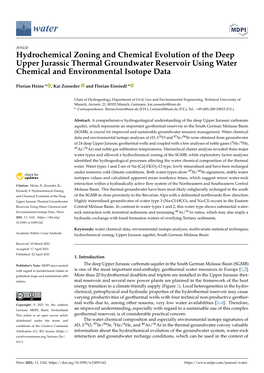 Hydrochemical Zoning and Chemical Evolution of the Deep Upper Jurassic Thermal Groundwater Reservoir Using Water Chemical and Environmental Isotope Data
