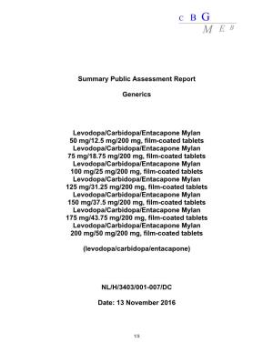 C B G Summary Public Assessment Report Generics Levodopa