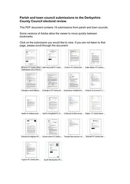 Parish and Town Council Submissions to the Derbyshire County Council Electoral Review