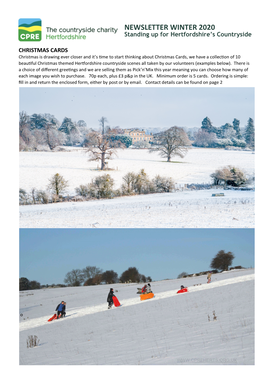 NEWSLETTER WINTER 2020 Standing up for Hertfordshire’S Countryside