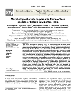 Morphological Study on Parasitic Fauna of Four Species of Lizards in Mizoram, India