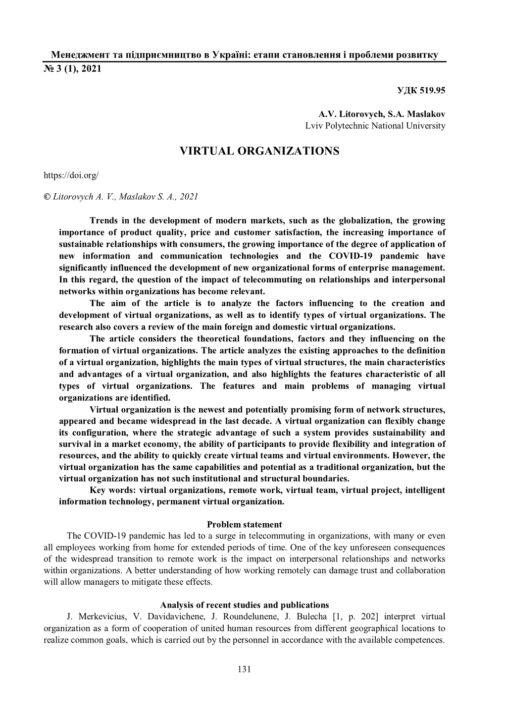 Virtual Organizations