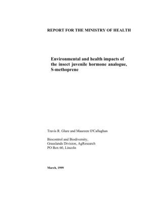 Environmental and Health Impacts of the Insect Juvenile Hormone Analogue, S-Methoprene