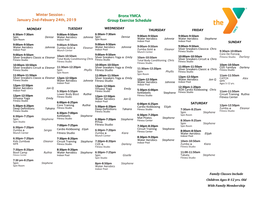 Bronx YMCA Group Exercise Schedule