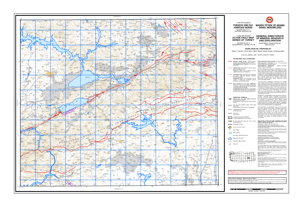 Maden Tetkik Ve Arama Genel Müdürlüğü Active Fault Map Series of Turkey Türkiye Diri Fay Haritasi Serisi General Di