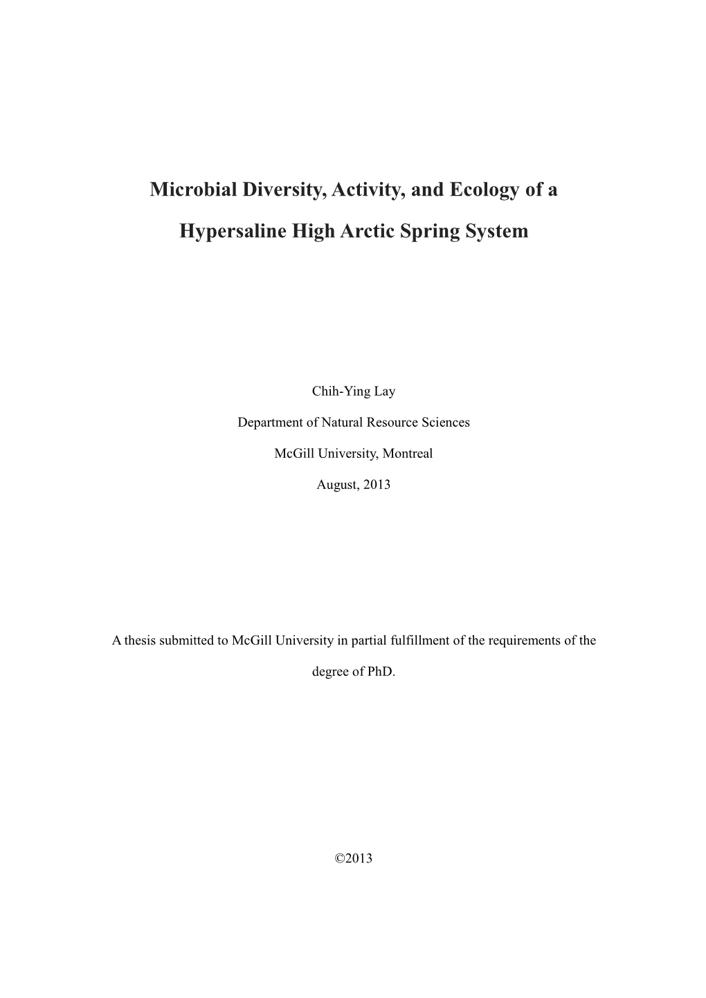 Microbial Diversity, Activity, and Ecology of a Hypersaline High Arctic Spring System