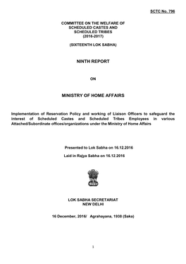 Ninth Report Ministry of Home Affairs