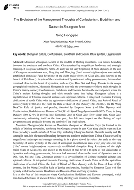 The Evolution of the Management Thoughts of Confucianism, Buddhism And