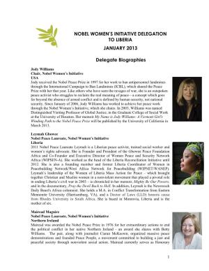Nobel Women's Initiative Delegation to Liberia