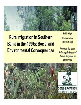 Rural Migration in Southern Bahia in the 1990S: Social And