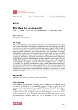 Narrating the Unspeakable Making Sense of Psychedelic Experiences in Drug Treatment