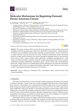Molecular Mechanisms for Regulating Postnatal Ductus Arteriosus Closure