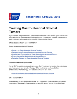 Treating Gastrointestinal Stromal Tumors