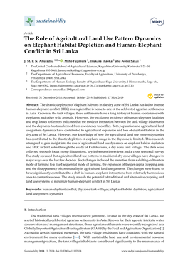 The Role of Agricultural Land Use Pattern Dynamics on Elephant Habitat Depletion and Human-Elephant Conﬂict in Sri Lanka