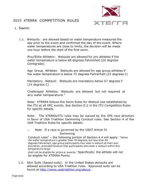 2015 XTERRA COMPETITION RULES 1. Swim