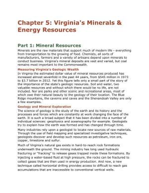 Virginia's Minerals & Energy Resources