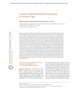Genome-Based Microbial Taxonomy Coming of Age