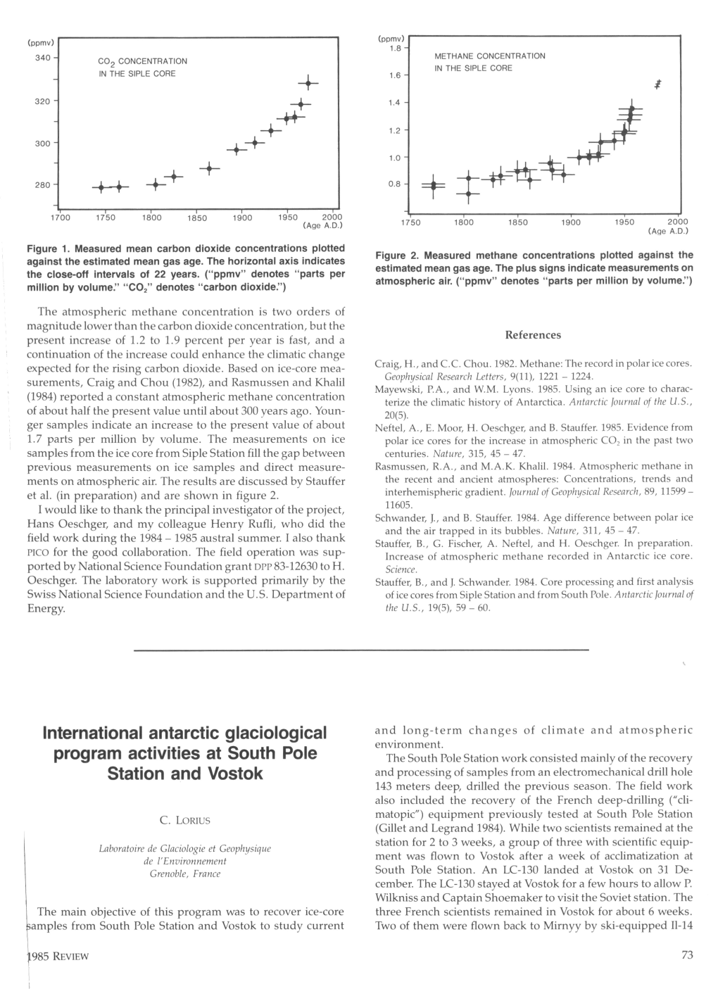 International Antarctic Glaciological Program Activities at South Pole