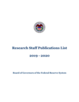 Research Staff Publications List 2019-2020