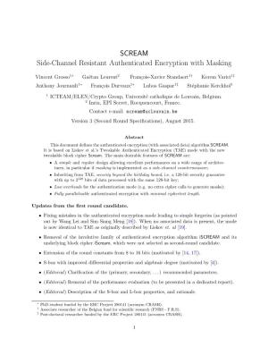 SCREAM Side-Channel Resistant Authenticated Encryption with Masking