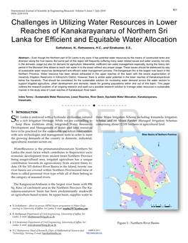 Challenges in Utilizing Water Resources in Lower Reaches of Kanakarayanaru of Northern Sri Lanka for Efficient and Equitable Water Allocation