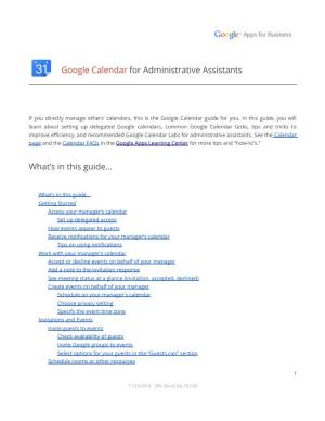 Google Calendar for Administrative Assistants What's in This Guide