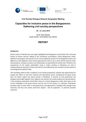 Capacities for Inclusive Peace in the Bangsamoro: Gathering Civil Society Perspectives
