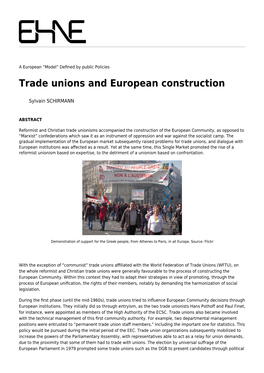 Trade Unions and European Construction