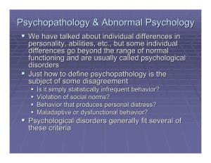 Psychopathology & Abnormal Psychology
