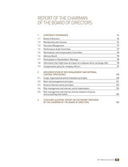 Report on Corporate Governance and Internal Control Procedures