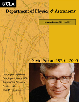 Department of Physics & Astronomy David Saxon 1920