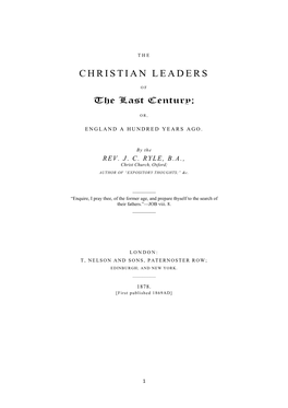 Christian Leaders of 18Th Century