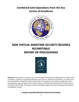 2020 Virtual Maritime Security Regimes Roundtable Report of Proceedings