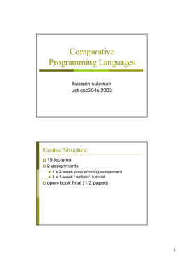 Comparative Programming Languages