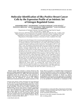 Positive Breast Cancer Cells by the Expression Profile of an Intrinsic Set