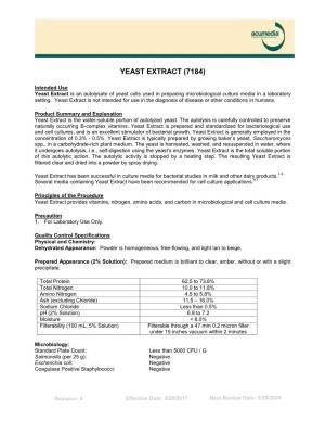 Yeast Extract, Product Information