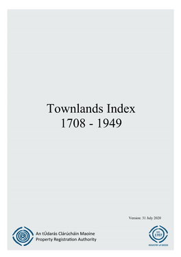 Townlands Index 1708 - 1949
