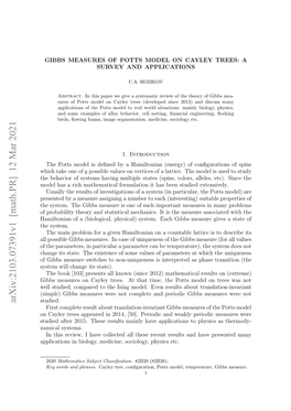 Arxiv:2103.07391V1 [Math.PR] 12 Mar 2021 Studied