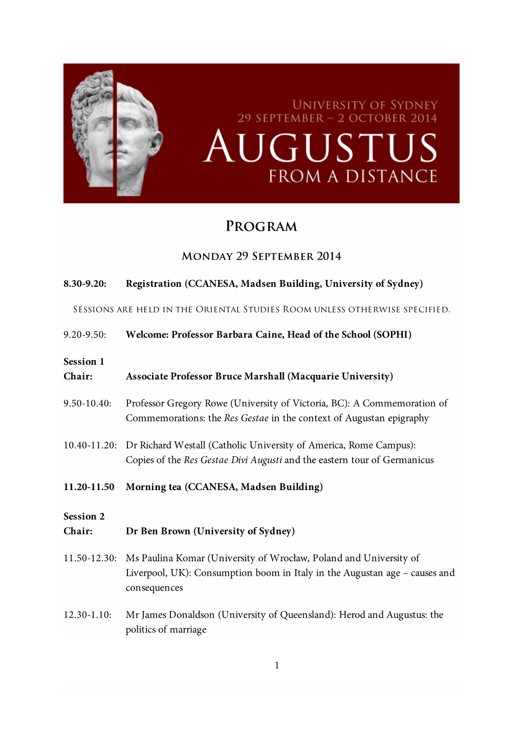 Augustus Program and Abstracts