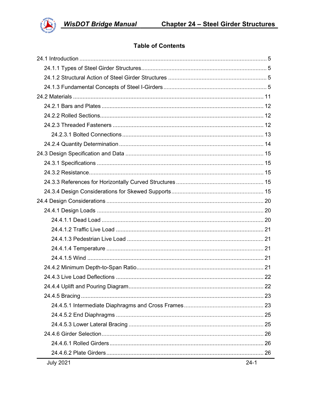 Wisdot Bridge Manual Chapter 24 – Steel Girder Structures