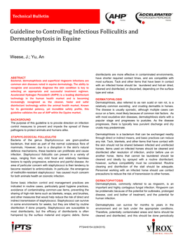 Guideline to Controlling Infectious Folliculitis and Dermatophytosis in Equine