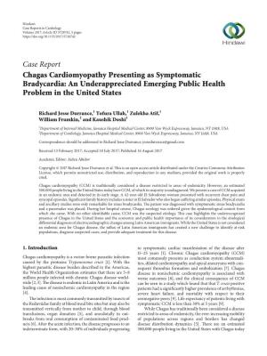 Case Report Chagas Cardiomyopathy Presenting As Symptomatic Bradycardia: an Underappreciated Emerging Public Health Problem in the United States