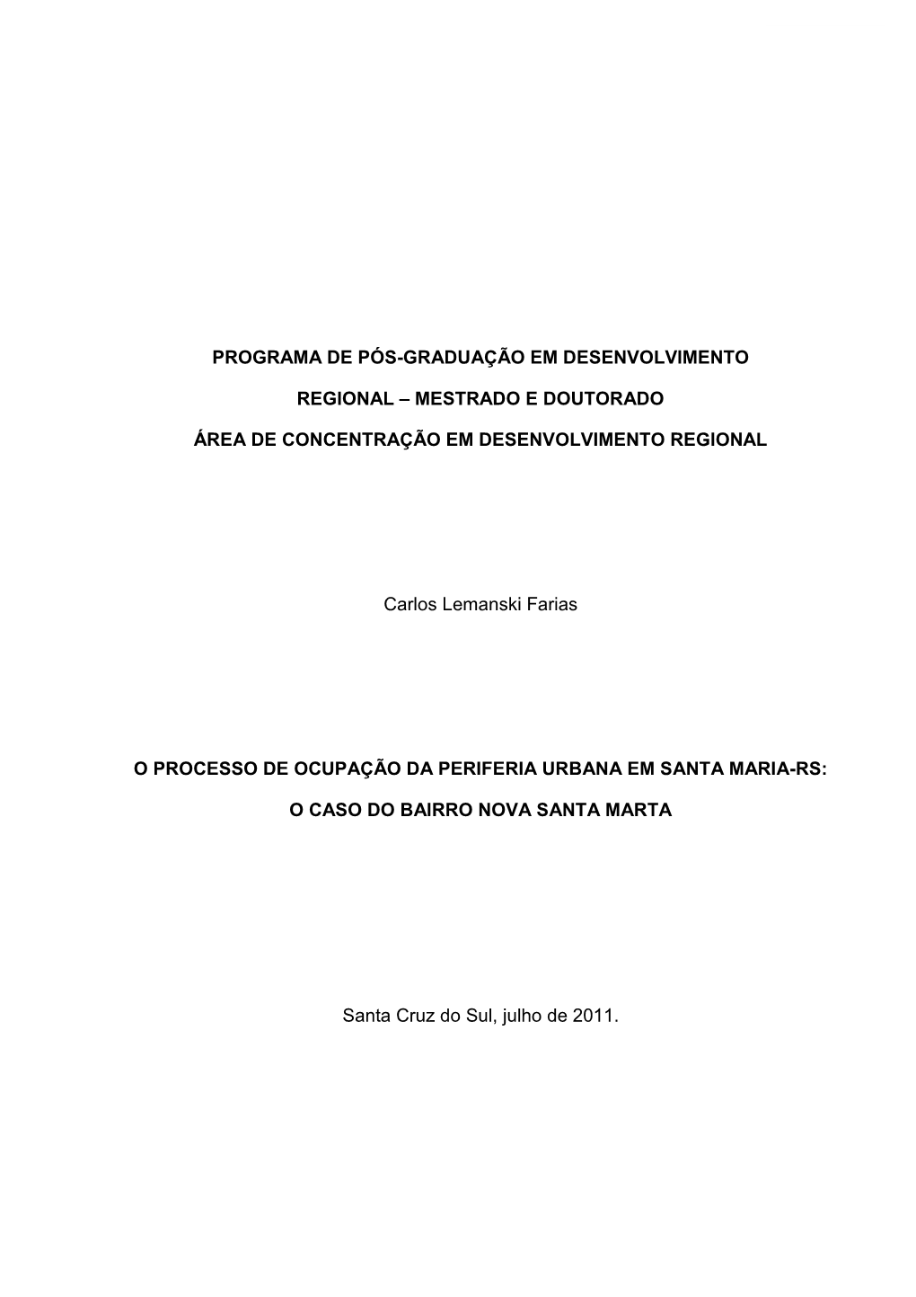 Mestrado E Doutorado Área De Concentração Em