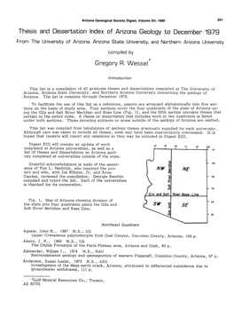 Thesis and Dissertation Index of Arizona Geology to December 1979