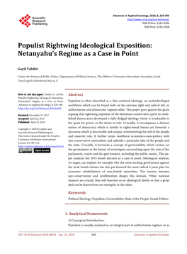 Populist Rightwing Ideological Exposition: Netanyahu's Regime As