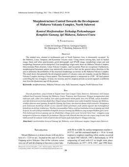 Morphostructure Control Towards the Development of Mahawu Volcanic Complex, North Sulawesi