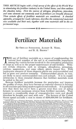 Fertilizer Materials