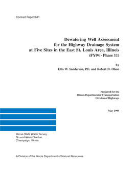 Dewatering Well Assessment for the Highway Drainage System at Five Sites in the East St